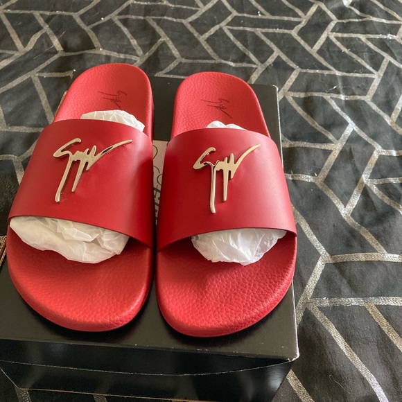 Giuseppe Zanotti Red Logo Leather Slide Sandal. Size 10/43 - Picture 3 of 3